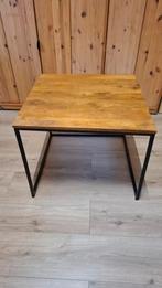 Houten Bijzettafel met Metalen Onderstel, Huis en Inrichting, Tafels | Salontafels, Ophalen, Minder dan 50 cm, Vierkant, Minder dan 50 cm