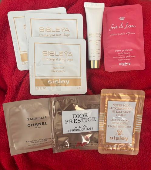 Samples Dior/sisley day/night/body  cream/chanel lotion, Sieraden, Tassen en Uiterlijk, Uiterlijk | Gezichtsverzorging, Nieuw