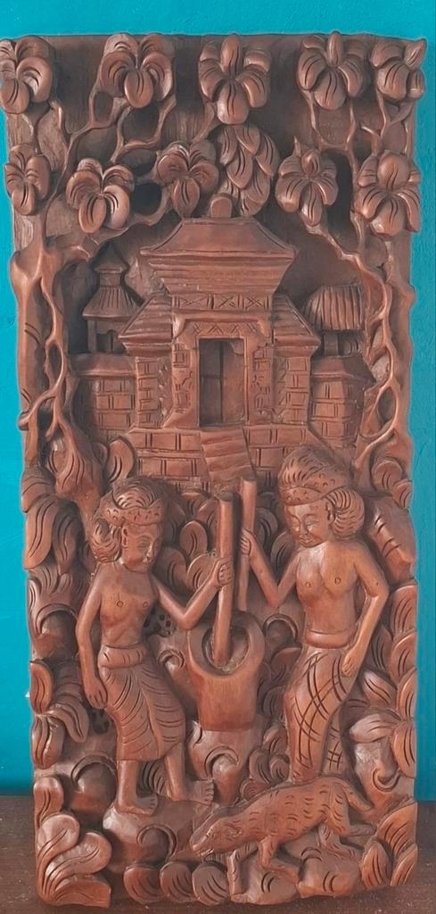 Indonesië.  Houtsnijwerk. 3D.  24/52/5 cm., Antiek en Kunst, Kunst | Niet-Westerse kunst, Ophalen