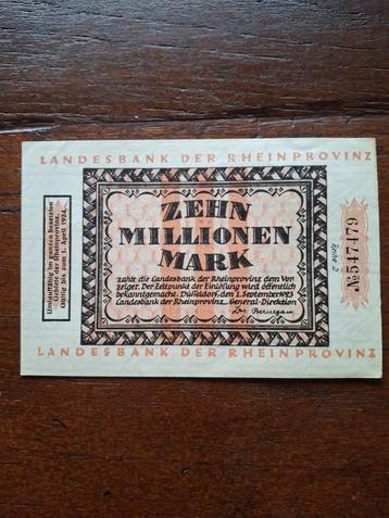 10 Miljoen Mark 1923 Düsseldorf - Bijna UNC beschikbaar voor biedingen