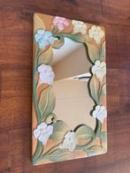 Brocante spiegel houtsnijwerk bloemen 50x19, Ophalen of Verzenden, Rechthoekig, Minder dan 50 cm, Minder dan 100 cm