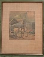 Soewardja Aquarel - Man met Rundvee - Indonesië, Verzenden