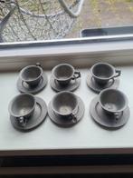 6 Tinnen kopjes en schotels, Ophalen of Verzenden