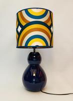 Retro design handgemaakte lampenkap petrol oker, 25 tot 50 cm, Rond, Nieuw, Ophalen of Verzenden