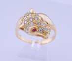 Zware 18 karaat Gouden Ring Panter-Ring Damesring Robijn, Sieraden, Tassen en Uiterlijk, Ringen, Jw, 20 of groter, Verzenden, Heer