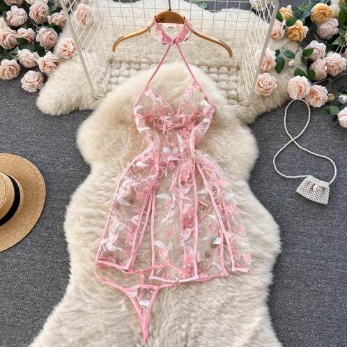 Roze babydoll / doorzichtig jurkje met slipje setje dames, Kleding | Dames, Ondergoed en Lingerie, Nachtkleding, Roze, Verzenden