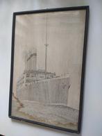 Ernst Eden (1885-1974) - inkttekening SS Gelria, Antiek en Kunst, Kunst | Tekeningen en Foto's, Ophalen of Verzenden