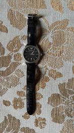 Armani (Emporio) heren horloge met zwarte lederen band, Sieraden, Tassen en Uiterlijk, Horloges | Heren, Overige merken, Overige materialen