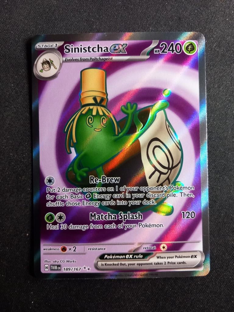 Pokemon Sinistcha 189/167 Twilight Masquerade Full Art NM, Verzenden, Zo goed als nieuw, Losse kaart, Foil