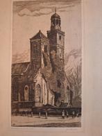 Ets van de Nicolaïkerk te Utrecht Jan sirks, Antiek en Kunst, Kunst | Etsen en Gravures, Ophalen of Verzenden