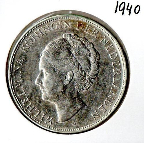 2½ Gulden - Wilhelmina 1940, Postzegels en Munten, Munten | Nederland, Losse munt, 2½ gulden, Koningin Wilhelmina, Zilver, Ophalen of Verzenden