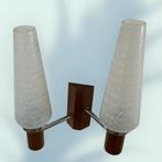 Vintage Scandinavische Teak Wandlamp, Huis en Inrichting, Lampen | Wandlampen, Gebruikt, Glas, Huysmans, Ophalen of Verzenden
