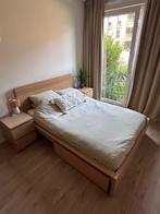 Tweepersoonsbed 140x200 cm - Eikenfineer, Ophalen, Gebruikt, Beige, Tweepersoons