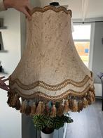 Groot grote stoffen lampenkap bruin beige antieke vintage, Ophalen of Verzenden, Zo goed als nieuw, Beige, Rond