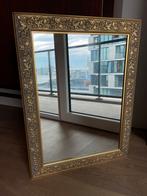 Rechthoekige gouden spiegel met versieringen, Ophalen, Zo goed als nieuw, Rechthoekig, Minder dan 100 cm