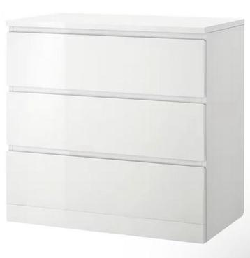 MALM Ladekast 3 lades, wit, 80x78 cm