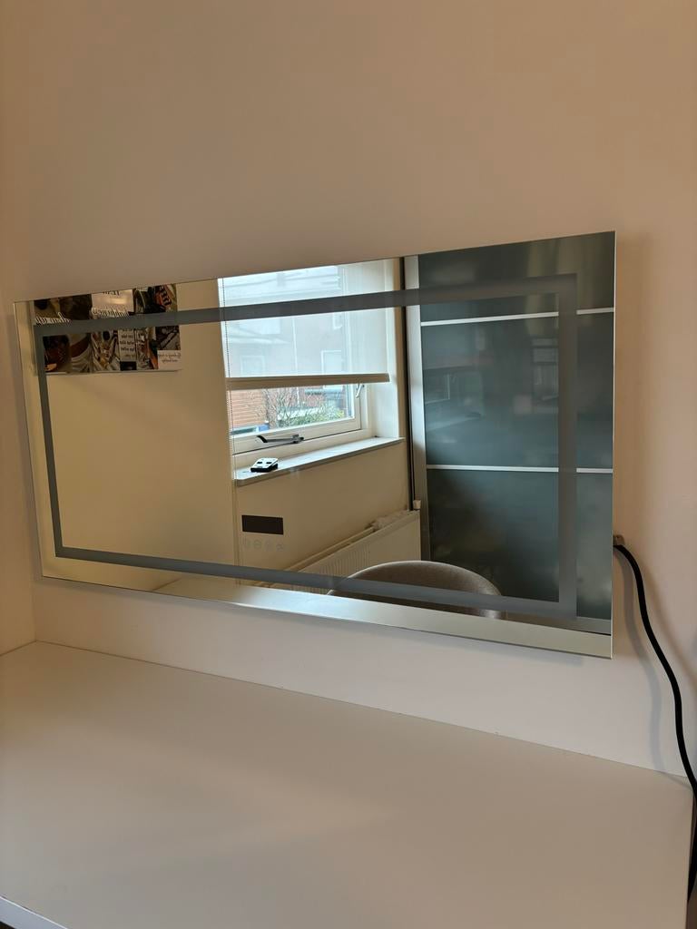 Luxe badkamerspiegel 120x60 - touch & anti-condens (defect), Ophalen, Gebruikt, 100 tot 125 cm, Minder dan 100 cm
