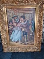Oude Schilderij: De Kus, Antiek en Kunst, Kunst | Schilderijen | Klassiek, Ophalen of Verzenden