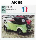 AK85 autokaart rolux motocar 125/175 ( 1949 - 1952 ), Ophalen of Verzenden, Zo goed als nieuw, Auto's