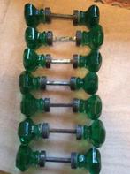 7 art deco glazen draai deurkrukken en 2 ovaal draai krukken, Ophalen of Verzenden