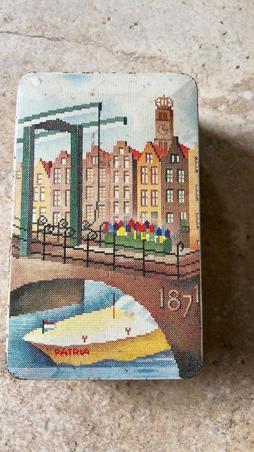 Vintage Patria blik Amsterdam gracht Patria cream crackers, Verzamelen, Blikken, Gebruikt, Overige, Overige merken, Ophalen of Verzenden