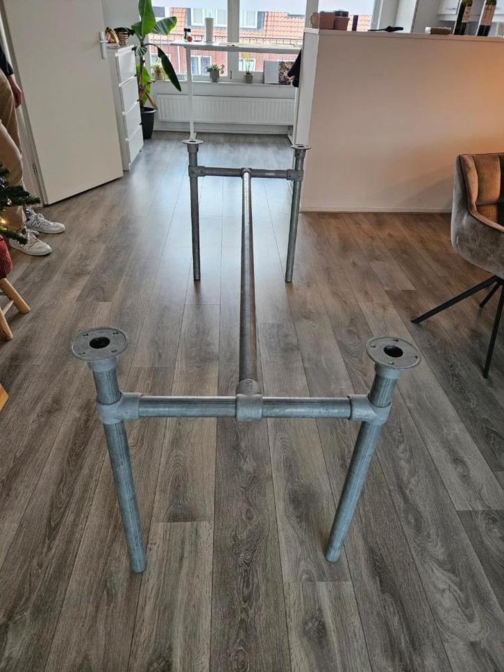 Stoer bureauframe van steigerbuizen incl tafelblad: 185x78cm, Huis en Inrichting, Bureaus, Gebruikt, Bureau, Ophalen