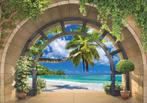 3D behang Doorkijk Strand en palmboom, Fotobehang4you, Verzenden, Strand, doorkijk, 3D