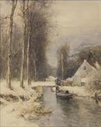 Louis Apol, Huisje aan besneeuwde vaart, Antiek en Kunst, Kunst | Schilderijen | Klassiek, Ophalen of Verzenden