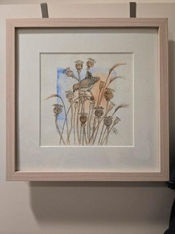 Corry Zomerdijk Schram - Vogel tussen Papavers beschikbaar voor biedingen