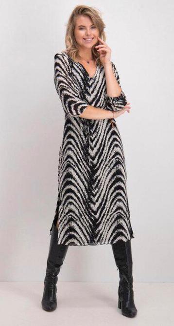 Freebird elegante jurk zwart creme streepdessin kuitlang 42 beschikbaar voor biedingen