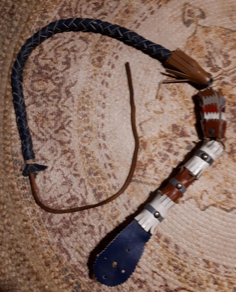 Vintage leren bull zweep western deco stijl mooi, Antiek en Kunst, Ophalen of Verzenden