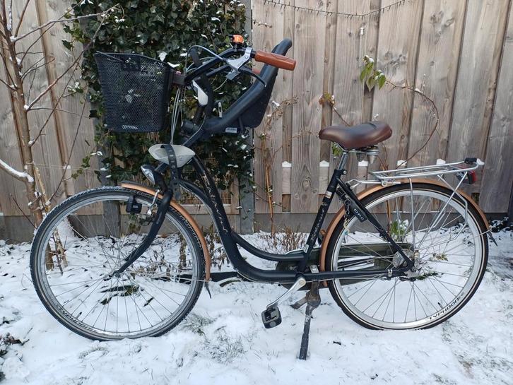 Moederfiets met voorzitje en 3 versnellingen, Fietsen en Brommers, Fietsen | Dames | Moederfietsen, Gebruikt, Batavus, 53 tot 56 cm
