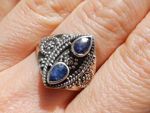 Vanoli 925 zilveren ring met ruwe saffier maat 18,25, Sieraden, Tassen en Uiterlijk, Ringen, Nieuw, Dame, 18 tot 19, Blauw, Zilver
