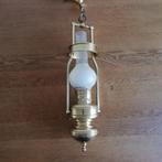 Vintage messing hanglamp met matglas bol, Ophalen of Verzenden