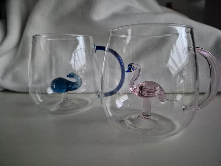 Handgeblazen Theeglazen met Figuurtje, Huis en Inrichting, Keuken | Keukenbenodigdheden, Ophalen of Verzenden
