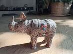Neushoorn Nepal filigree 925 zilver met steentjes, Ophalen of Verzenden, Zilver