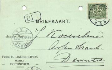 Firma H. Lindenhovius, Markt, Doetinchem - 07.1915 - briefka beschikbaar voor biedingen
