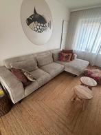 Bank, lichtgrijs, ribstof, Huis en Inrichting, Banken | Complete zithoeken, Ophalen, Gebruikt, Stof