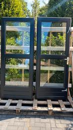 Hardhouten tuindeuren dubbel glas, 75 tot 150 cm, Gebruikt, Deurkozijn, Ophalen of Verzenden