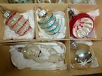4 oude glazen kerstballen lampion, deukbal rood e.a., Diversen, Kerst, Ophalen of Verzenden, Gebruikt