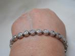 Zilveren grove tennis armband heldere stenen nr.378, Sieraden, Tassen en Uiterlijk, Armbanden, Verzenden, Zo goed als nieuw, Zilver