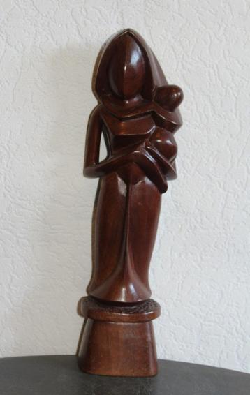 Mooi beeld Maria met kindje Jezus (hout) beschikbaar voor biedingen