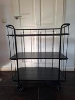 Woood trolley zwart metaal met massief grenen houten planken, Ophalen, Met plank(en), Grenenhout, Gebruikt