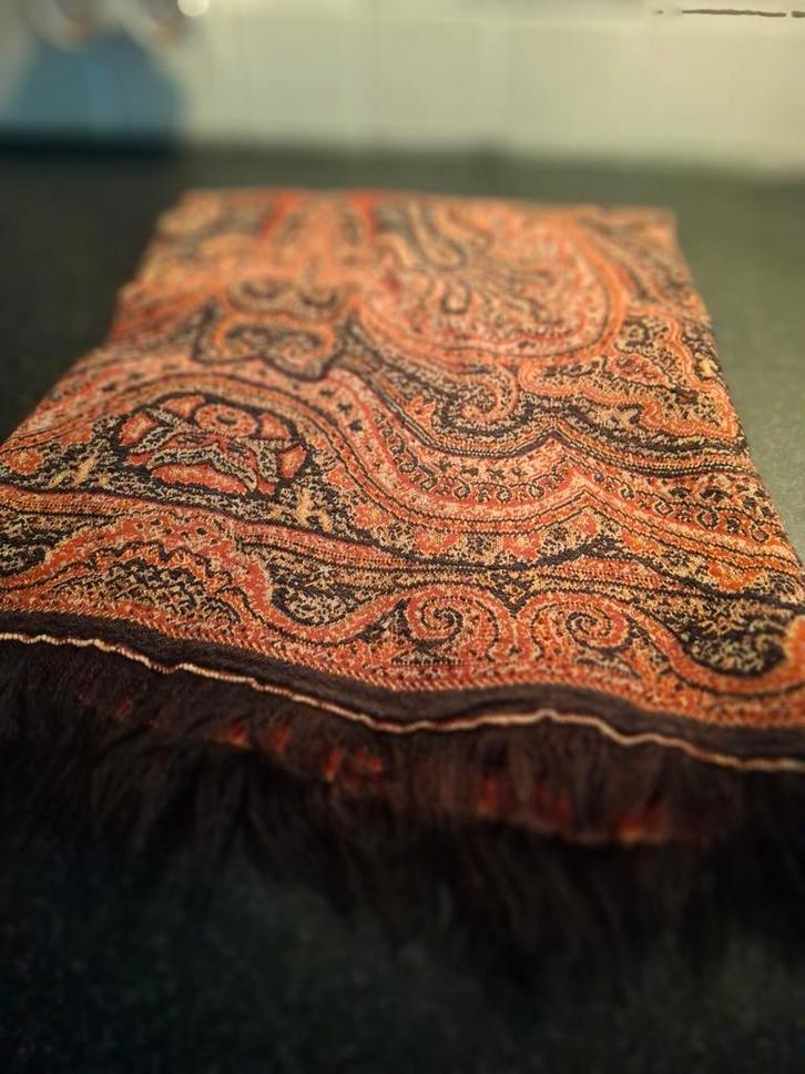 Oud Antiek Paisley Worteldoek, Huis en Inrichting, Stoffering | Tapijten en Kleden, Gebruikt, 50 tot 100 cm, 100 tot 150 cm, Rechthoekig