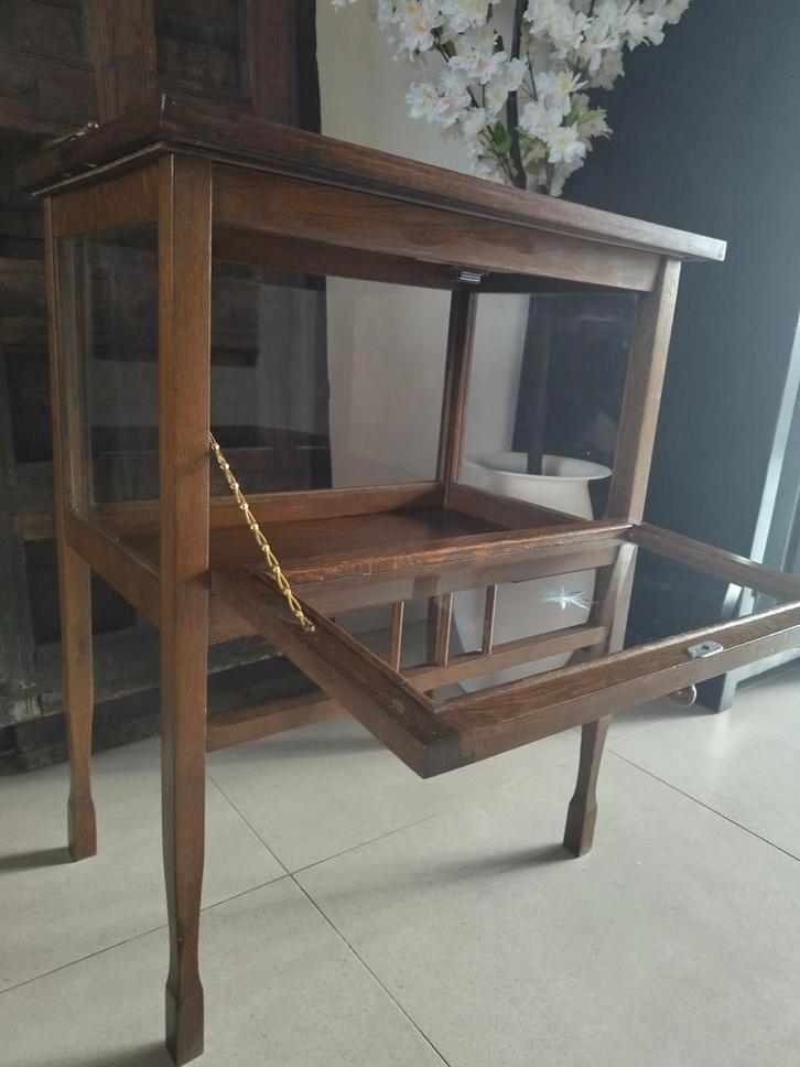 Antiek thee/drank-kastje met glazen panelen & mooie details, Antiek en Kunst, Antiek | Meubels | Kasten, Ophalen