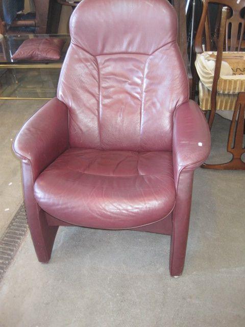 Bordeaux rood leren relax fauteuil, Huis en Inrichting, Fauteuils, Gebruikt