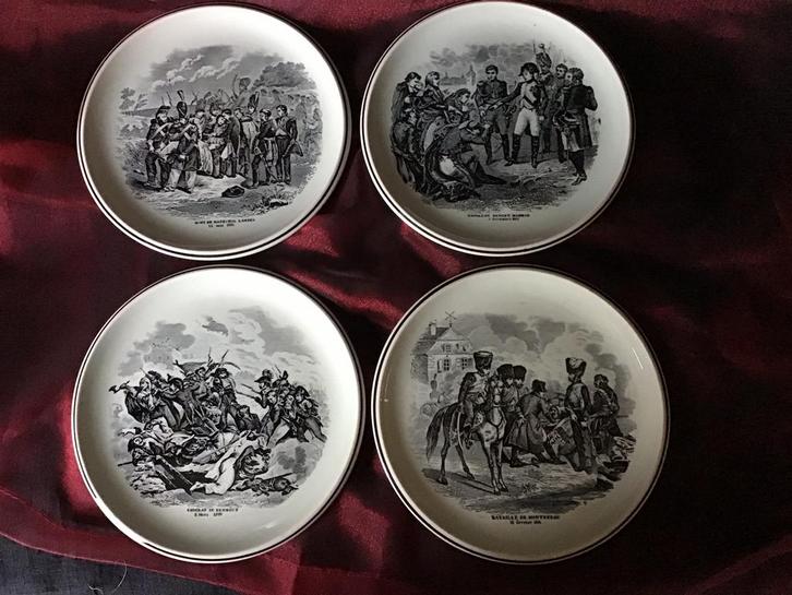 4 Bordjes Veldslagen Napoleon Royal Sphinx Boch, Antiek en Kunst, Antiek | Porselein, Ophalen of Verzenden