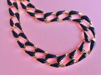 jwg Vintage 60s grote schakel ketting donkerblauw goud kl, Sieraden, Tassen en Uiterlijk, Antieke sieraden, Verzenden, Overige materialen