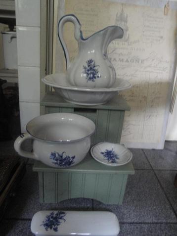 delfs blauw lampetstel hand paind 5 delig beschikbaar voor biedingen