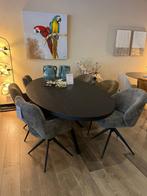 Ovaal eiken zwart, Ophalen, 100 tot 150 cm, Eikenhout, Vijf personen of meer